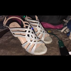 Silver sparkly straps heals